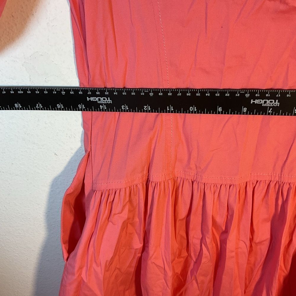 Shoshanna ladies POPPY MIDI DRESS 6 PINK coral poplin day resort Anthropologie - Picture 12 of 16